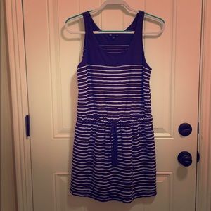 Navy blue with white ribbon trim